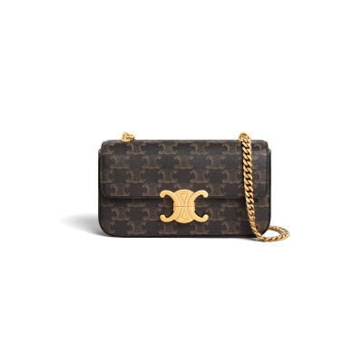 CELINE CHAIN SHOULDER BAG CLAUDE IN TRIOMPHE CANVAS 197992DQW.04LU (20.5*11.5*4cm)